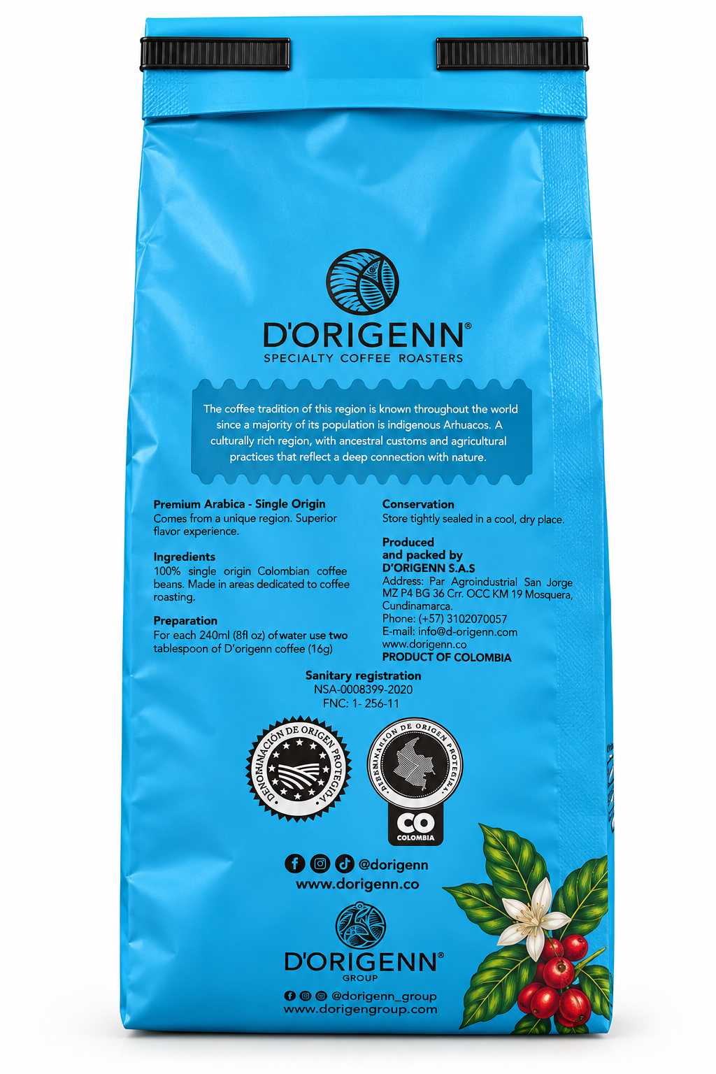 Back D’Origenn San Pedro – Sierra Nevada Colombian Ground Coffee – 12 oz
