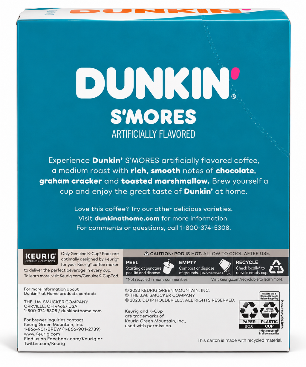 Back Dunkin’ S’mores Flavored Coffee K-Cup Pods – 22 Count
