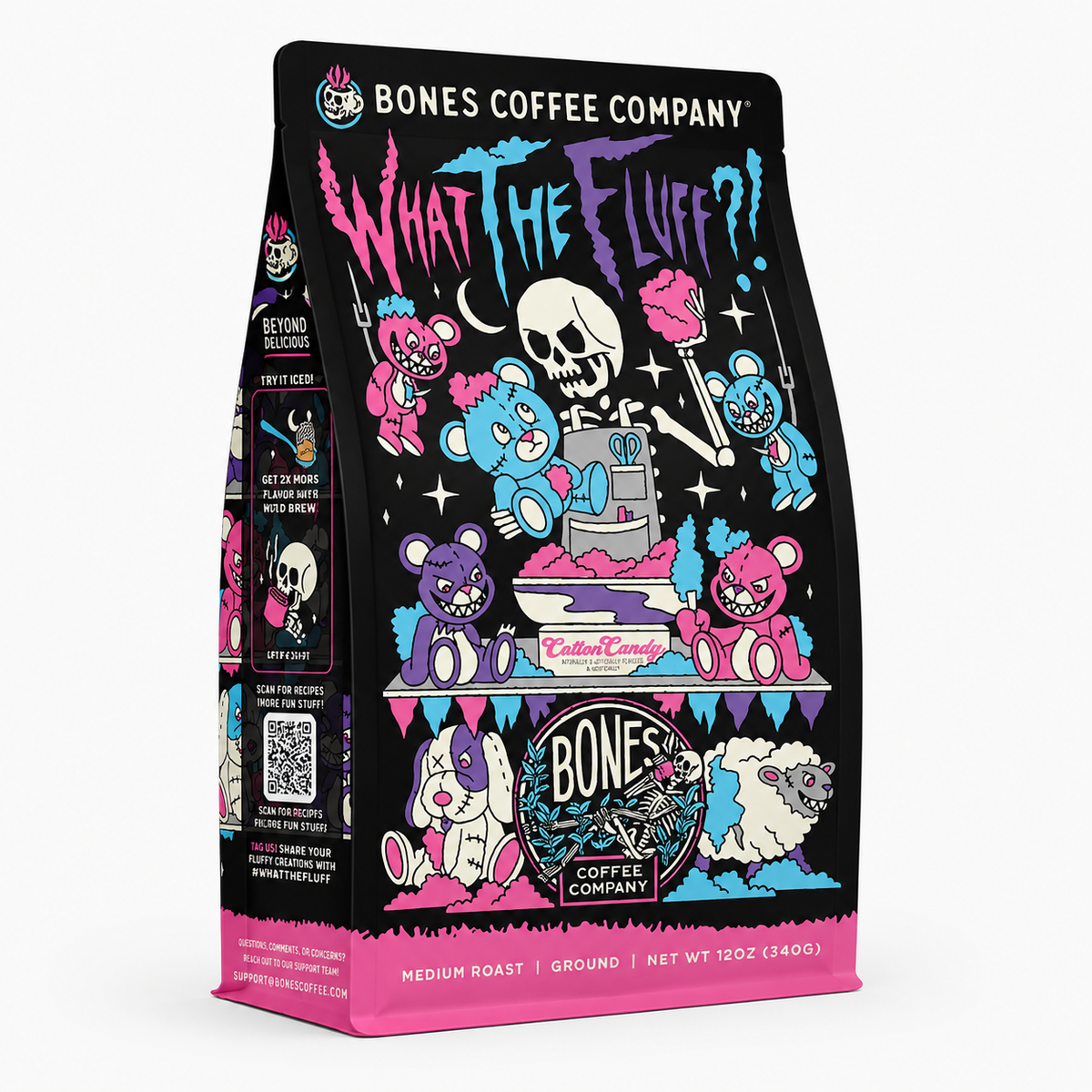 Bones Coffee What The Fluff Cotton Candy Flavored Ground Coffee 2 oz 
