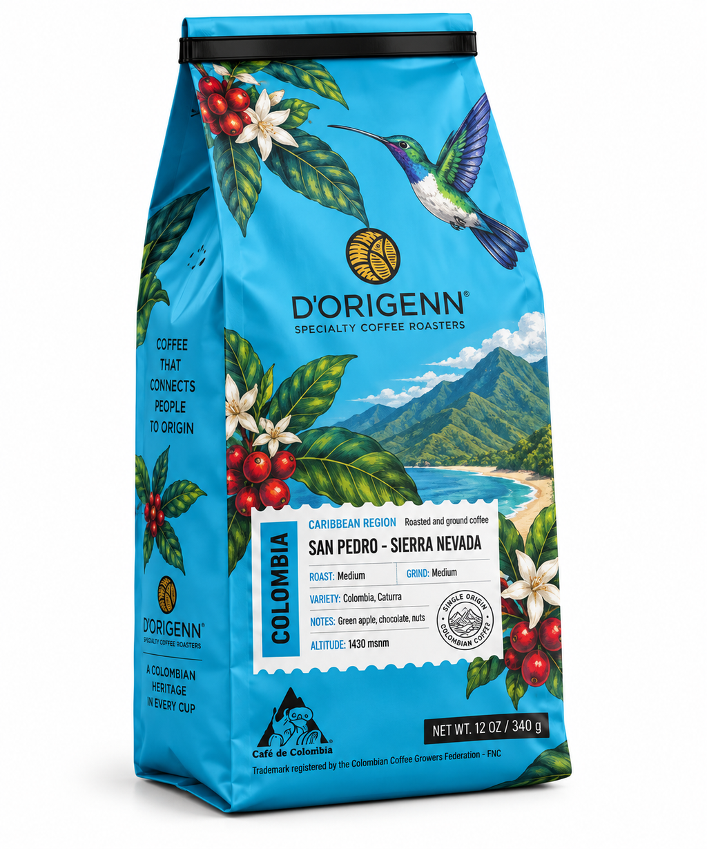 Front D’Origenn San Pedro – Sierra Nevada Colombian Ground Coffee – 12 oz
