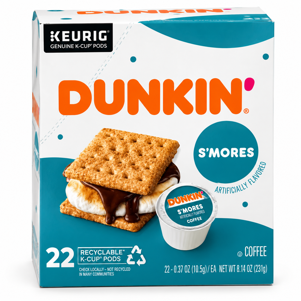Front Dunkin’ S’mores Flavored Coffee K-Cup Pods – 22 Count