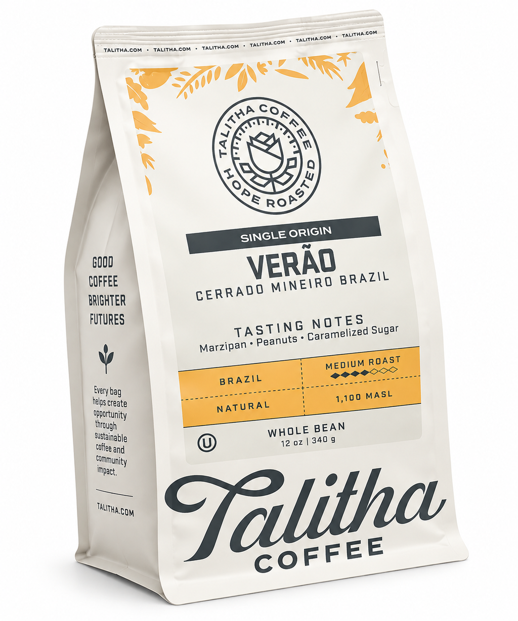 Front Talitha Verão Brazil Whole Bean Coffee 12 oz