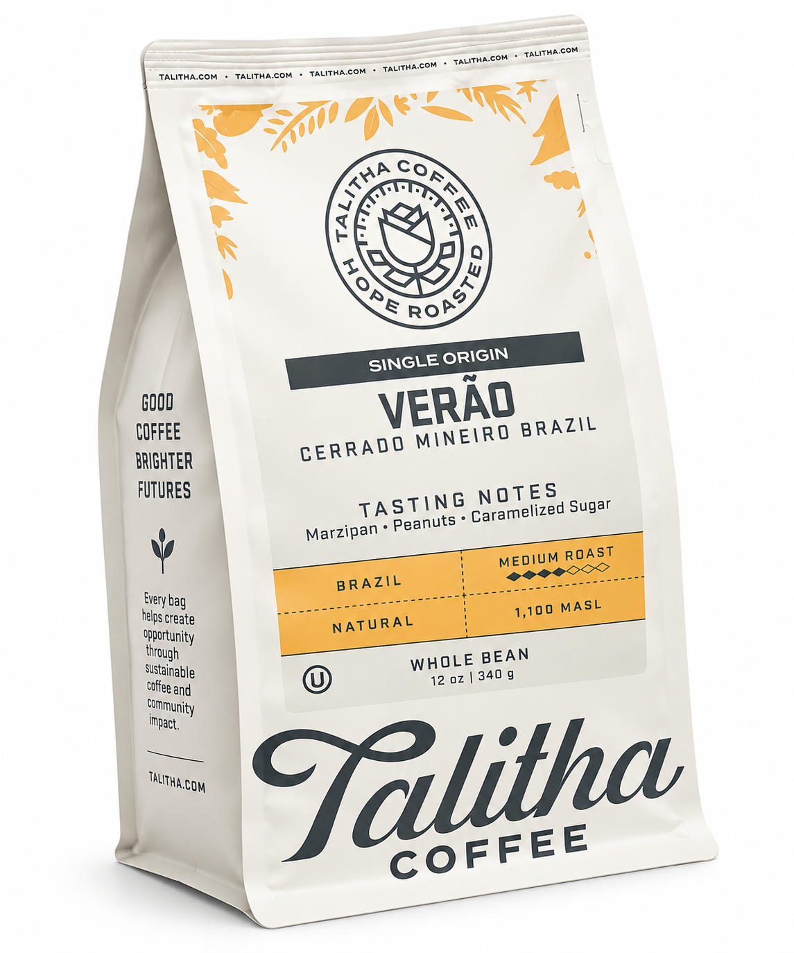 Front Talitha Verão Brazil Whole Bean Coffee 12 oz