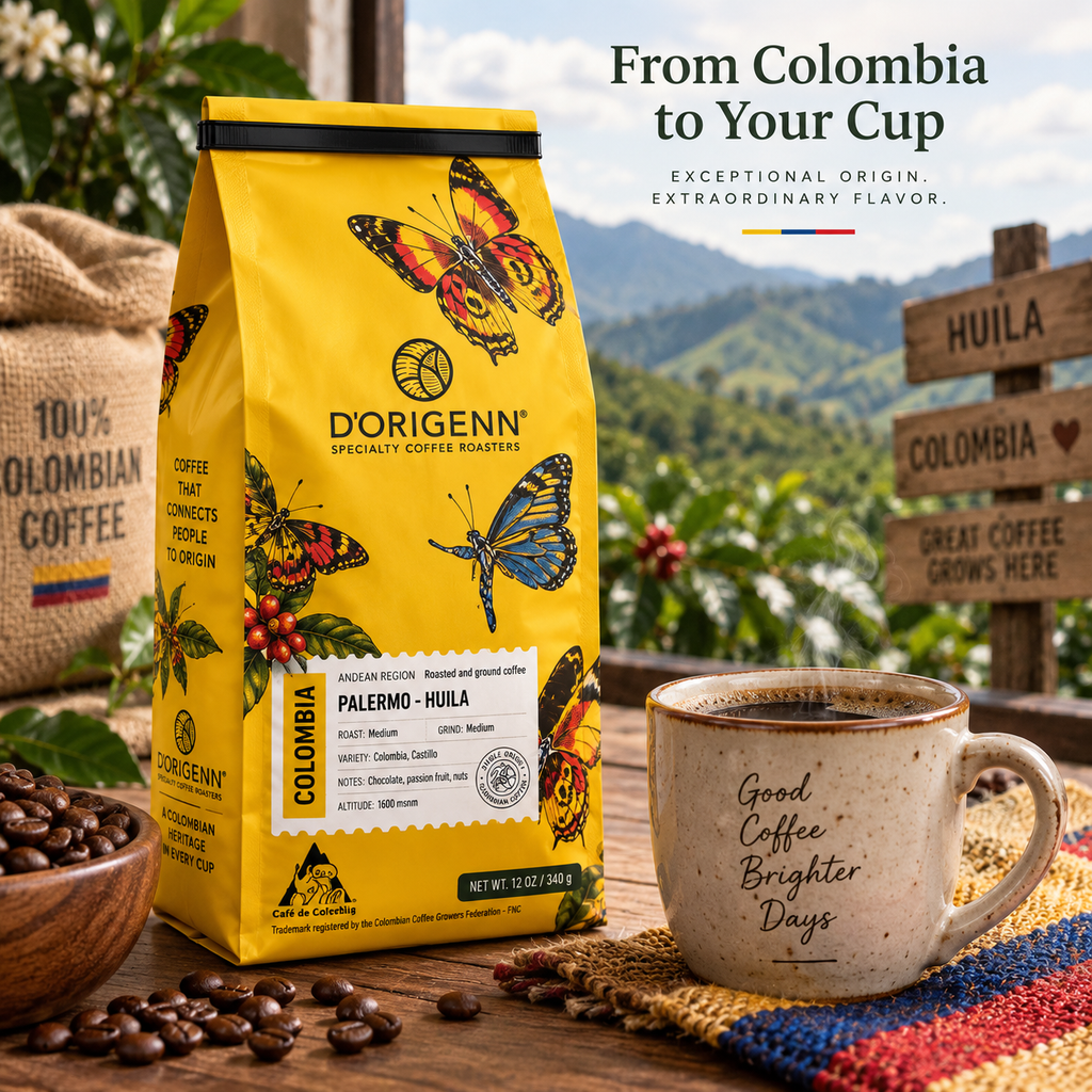 D'Origenn Palermo Huila Colombian Ground Coffee – Medium Roast 12 oz
