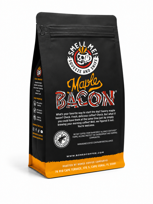 Bones Coffee Company Maple Bacon Flavored Ground Coffee – 12 oz