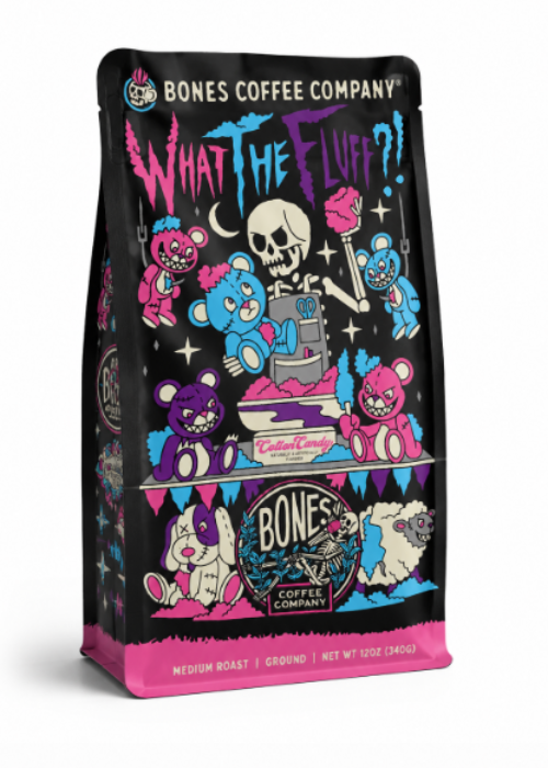 Bones Coffee What The Fluff?! Cotton Candy Ground Coffee – 12 oz