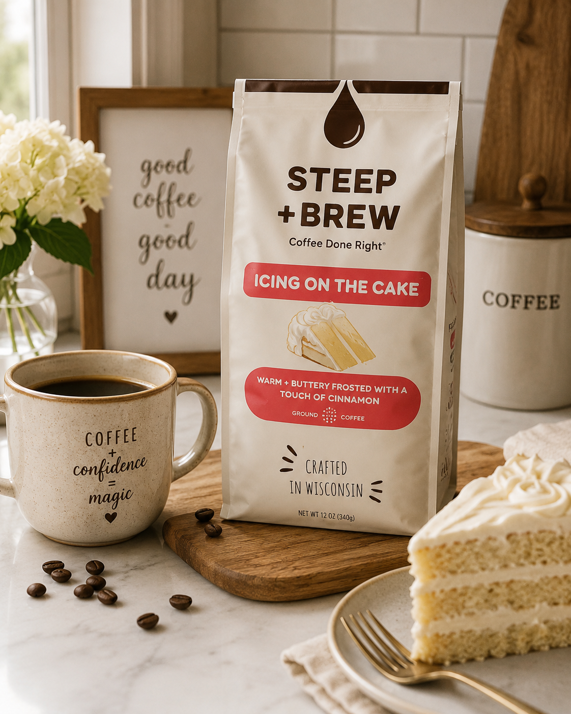 Steep + Brew Icing on the Cake Flavored Ground Coffee
