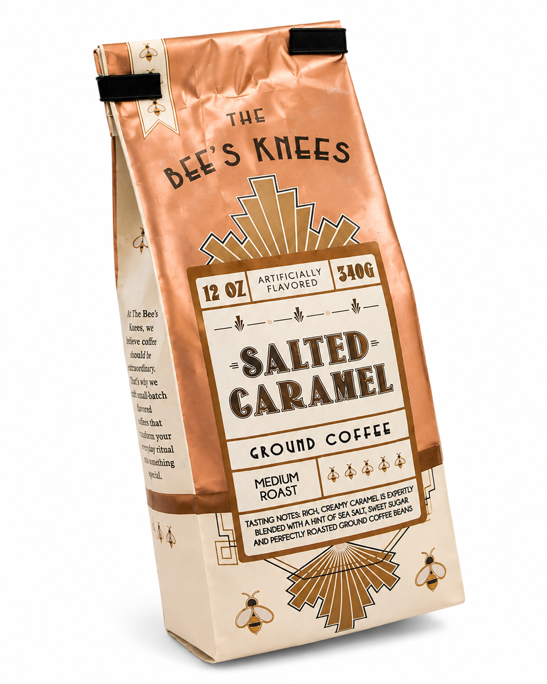 The Bee's Knees Salted Caramel Ground Flavored Coffee – 12 oz Medium Roast